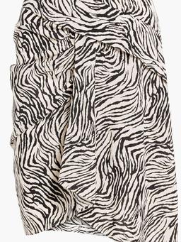 Roly asymmetric zebra-print silk-blend crepe de chine skirt