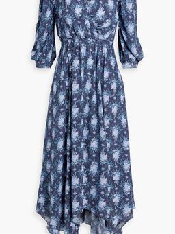 Milton wrap-effect ruffled printed crepe dress