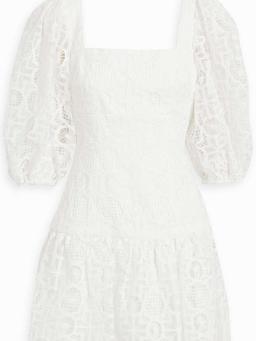 Gathered macramé mini dress