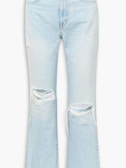 London cropped distressed high-rise straight-leg jeans