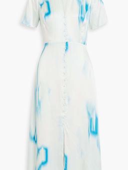 Balisa tie-dyed washed-silk midi shirt dress