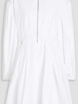 Pleated cotton-poplin mini dress