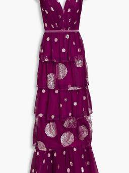 Tiered embellished tulle gown