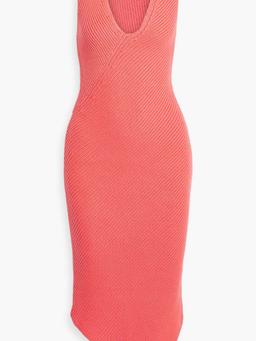 Lucasse asymmetric ribbed cotton-blend midi dress