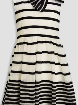 Bow-embellished striped point d'esprit mini dress