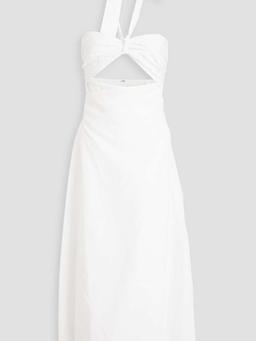 Paula cutout TENCEL™-blend halterneck midi wrap dress