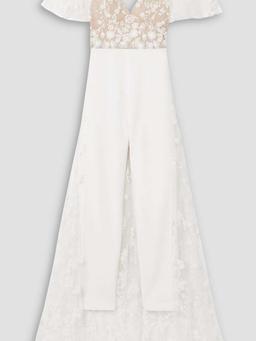 Malak embroidered tulle and crepe jumpsuit