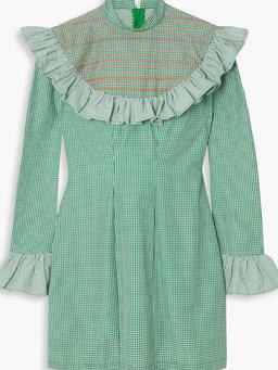 Miss Swati ruffled checked cotton mini dress