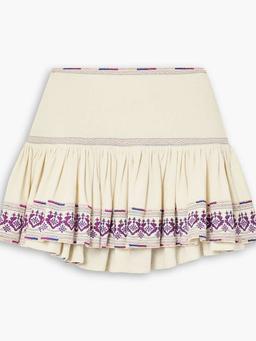 Tyruss ruffled embroidered cotton-jacquard mini skirt