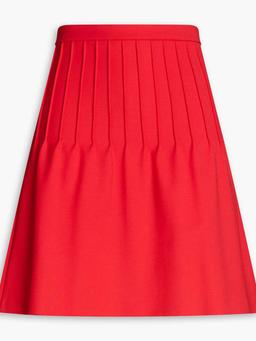 Pleated stretch-crepe mini skirt