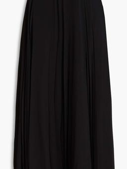 Pleated silk-georgette midi skirt