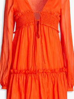 Brynn shirred cotton and silk-blend voile mini dress