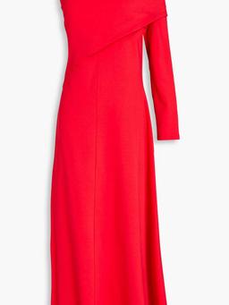 One-sleeve stretch-jersey midi dress