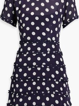 Natalie ruffled polka-dot crepe de chine mini dress