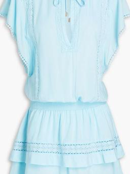 Georgie crocheted lace-trimmed voile mini dress