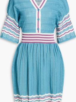 Striped crochet-knit dress