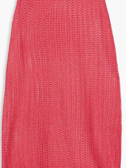 Shany metallic crochet-knit midi skirt
