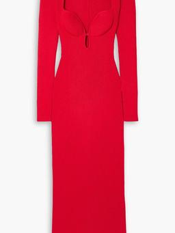 Cutout ribbed-knit maxi dress