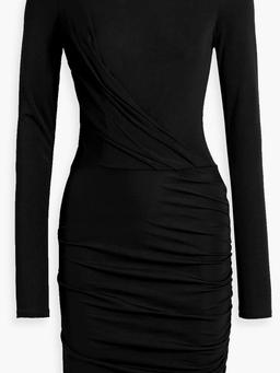 Holly wrap-effect ruched stretch-jersey mini dress