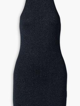 Metallic ribbed-knit mini dress