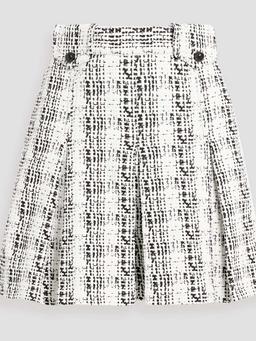 Pleated tweed mini skirt