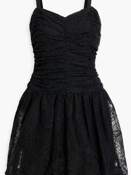 Ruched lace mini dress