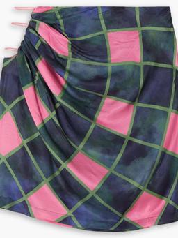 Patel cutout printed satin mini skirt