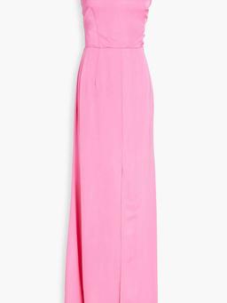 One-shoulder silk-crepe gown