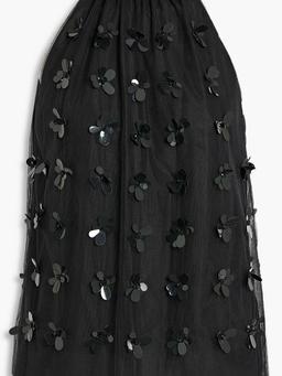 Embellished silk-taffeta and tulle top