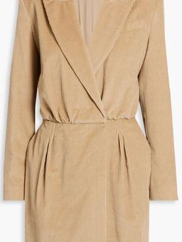 Wrap-effect cotton and cashmere-blend corduroy playsuit