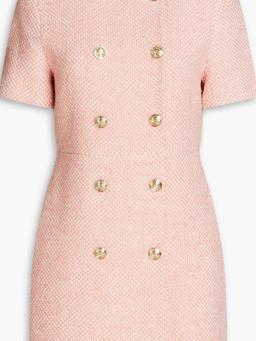 Button-embellished tweed mini dress