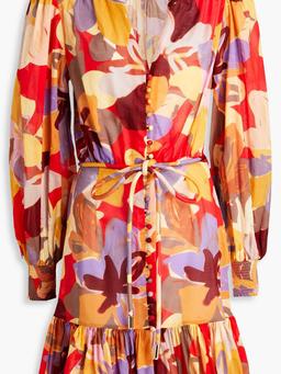 Santiago ruffled printed cotton mini dress