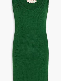 Pointelle-knit wool mini dress