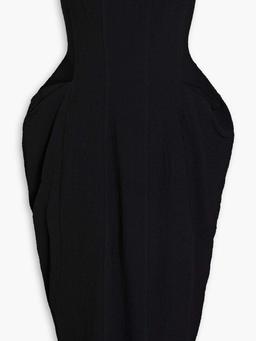 Strapless pleated crepe dress