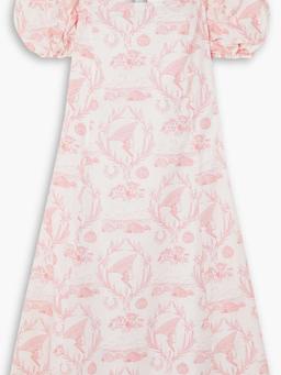 Palesa cutout printed cotton-poplin midi dress