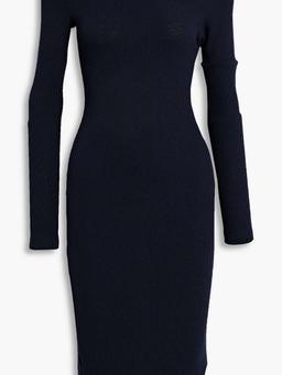One-shoulder ribbed jersey midi dress