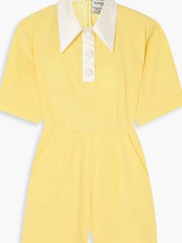 Satin-trimmed cady playsuit