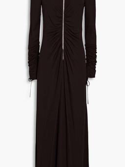 Ruched stretch-jersey midi dress