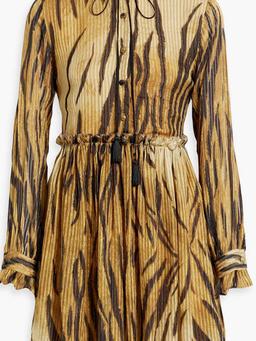 Printed metallic silk-blend jacquard mini dress