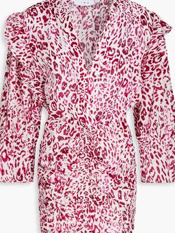 Gira ruffled leopard-print ramie mini dress