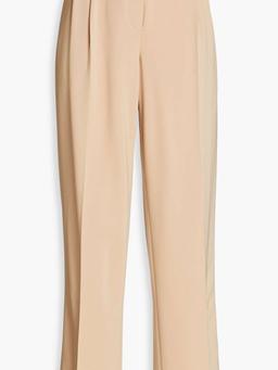 Pleated crepe straight-leg pants