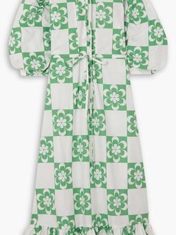 Bridgette ruffled floral-print cotton-poplin midi dress