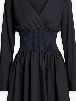 Cotton-poplin and ribbed-knit mini dress