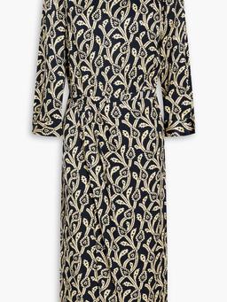 Opal wrap-effect printed satin midi dress