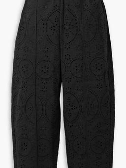 Lya cropped broderie anglaise cotton-blend wide-leg pants