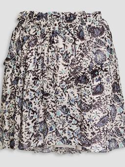 Itelo ruffled printed crepe de chine mini skirt