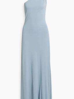 Point one-shoulder knotted jersey maxi dress