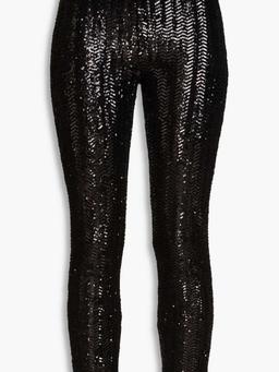 Sequin-embellished tulle skinny pants
