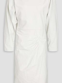 Wrap-effect leather dress