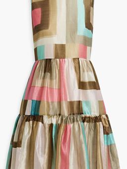 Printed cotton and silk-blend taffeta mini dress
